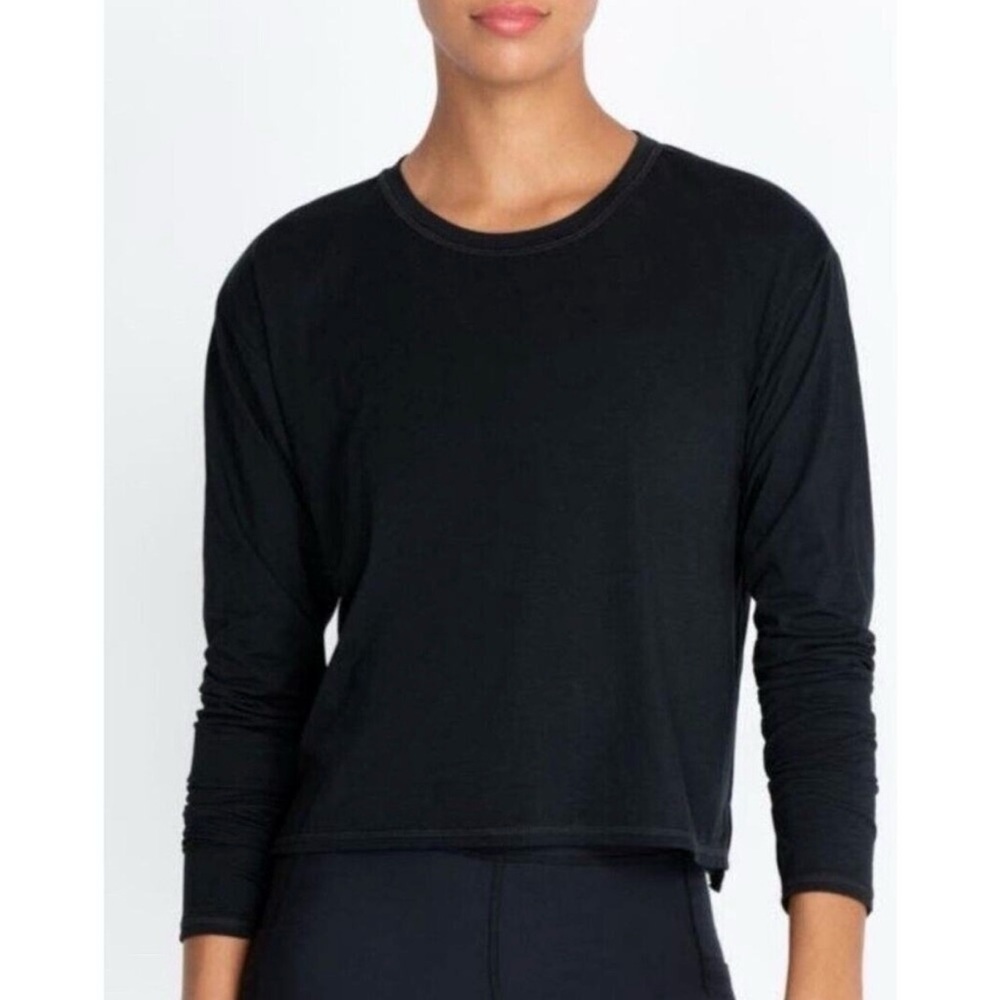 Johnny Was Calme Effect Long Sleeve Black T-Shirt Women Size Large Lounge